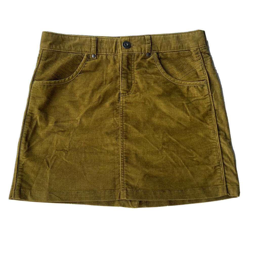 Athleta Skirt Sz 6 Kaleidoscope Corduroy Mini Mustard Olive Pockets Summer Cute